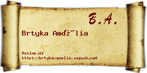 Brtyka Amália névjegykártya